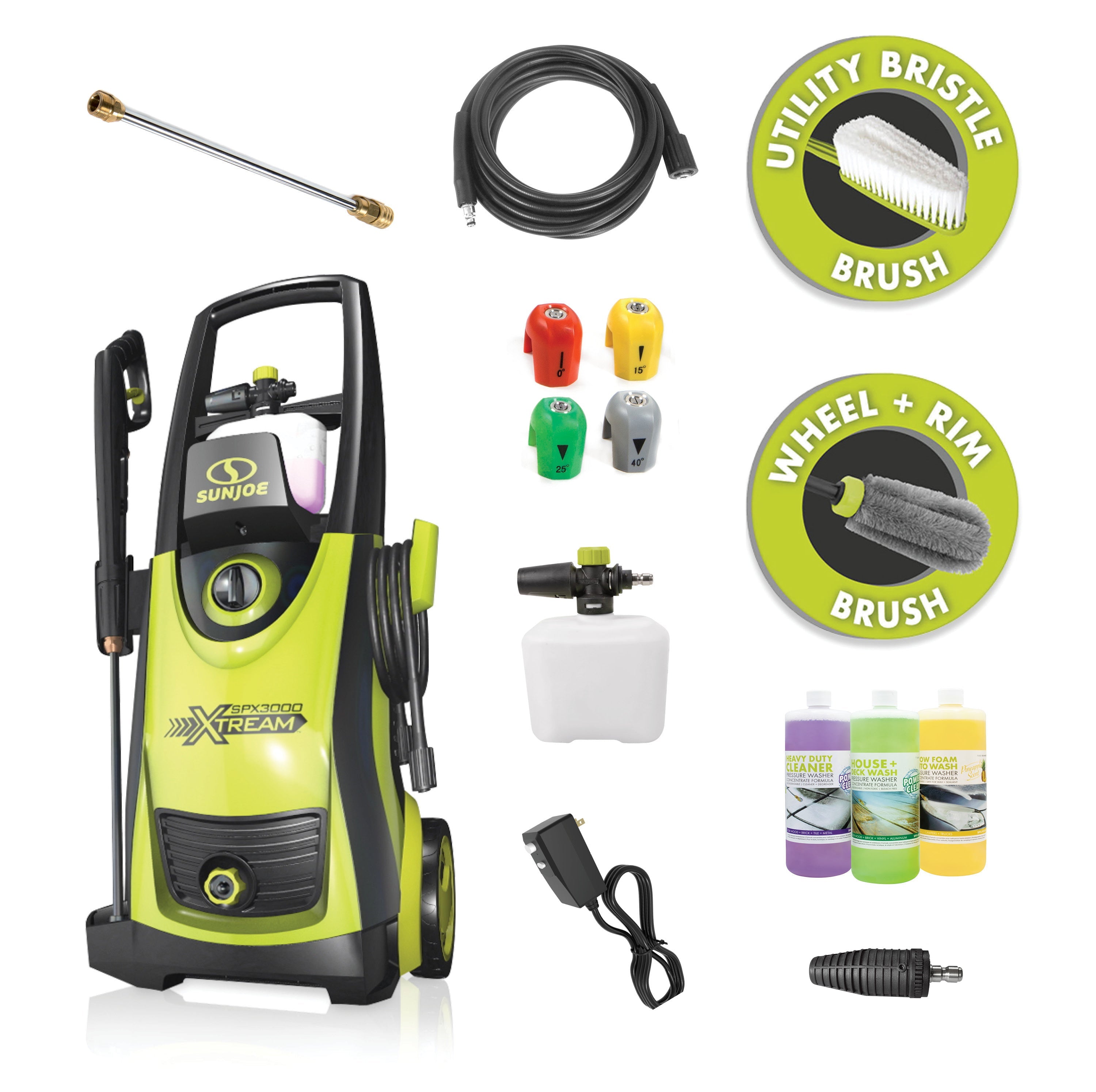 Sun Joe SPX3000®-XT1-MP3 XTREAM Clean Electric Pressure Washer | 13-Amp | Most Popular Accessory Bundle| XTREAM Triple Action Power