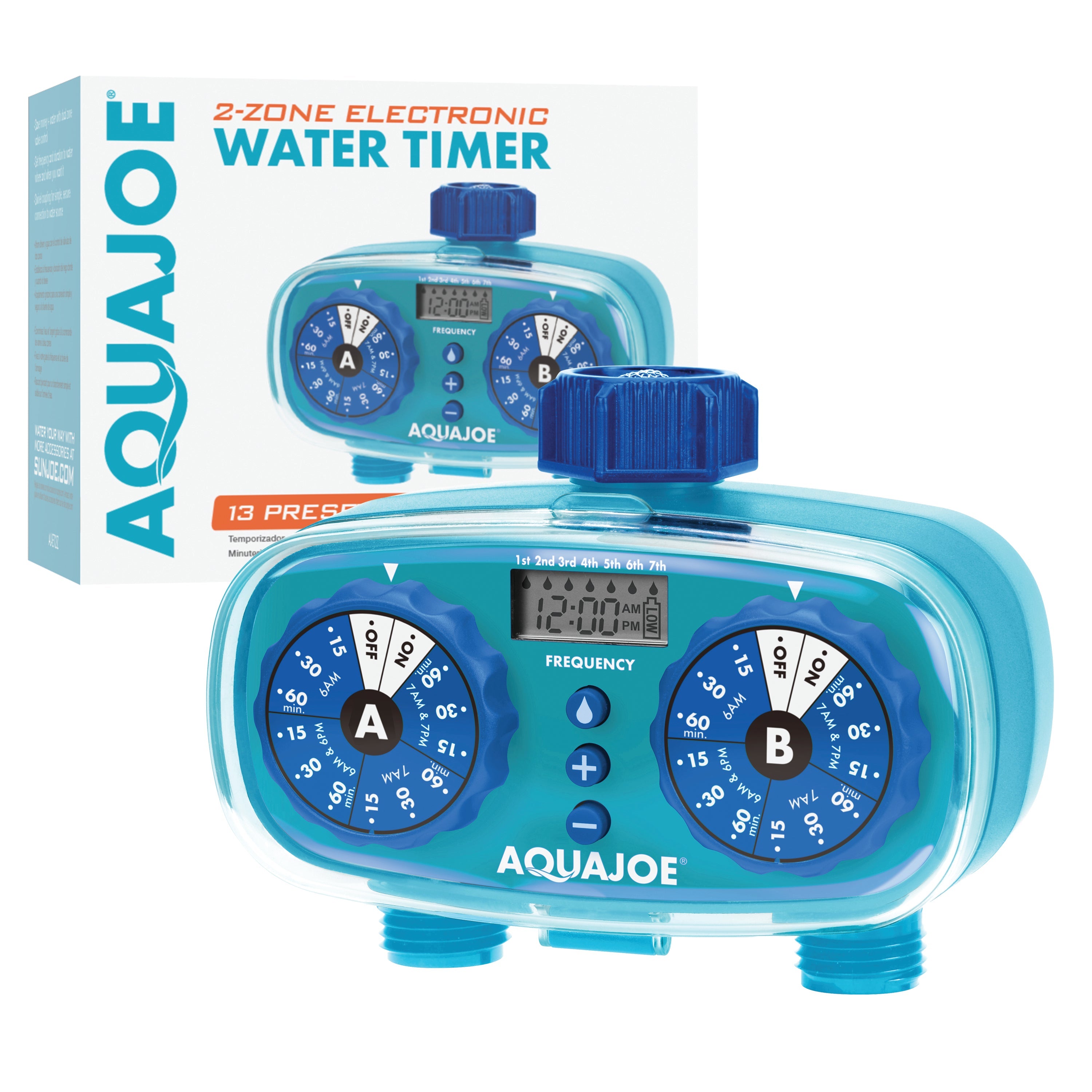 Aqua Joe AJ-ET2Z 2-Zone Electronic Water Timer | Customizable Programs | 2 Connections